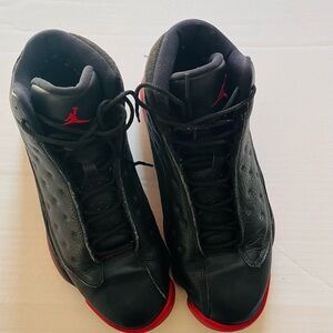 Jordan Men's Black and Red High-Top Sneakers